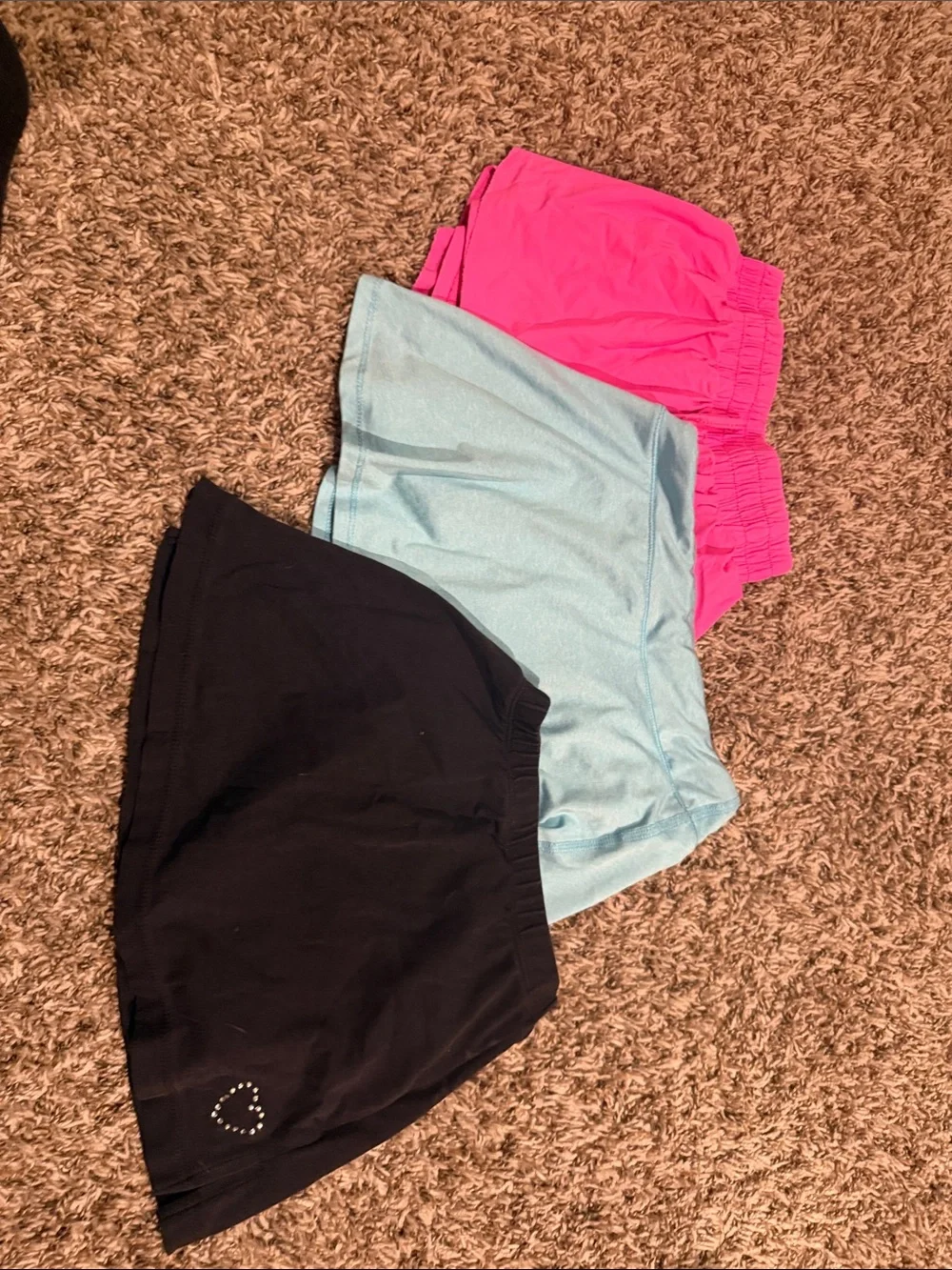 Ideology Girls' Skorts Trio - Black, Light Blue, Hot Pink